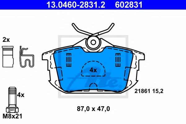 Set placute frana,frana disc VOLVO S40 I (VS) (1995 - 2004) ATE 13.0460-2831.2