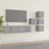 VidaXL Set dulapuri TV, 6 piese, gri sonoma, lemn prelucrat