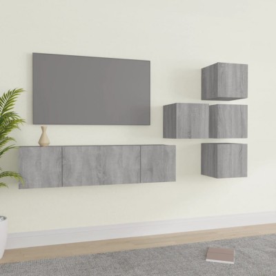 vidaXL Set dulapuri TV, 6 piese, gri sonoma, lemn prelucrat 3120300 foto