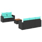 Cumpara ieftin Set canapele de gradina cu perne, 6 piese, negru, poliratan