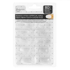 Unghii False, Beauty, Mărime Medie, Formă Pătrată, Transparente, Set 80 Bucăți