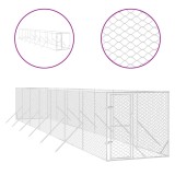 Padoc de exterior pentru caini argintiu 2x14x2m otel galvanizat