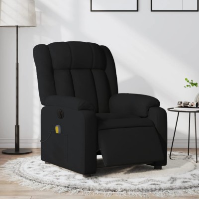 vidaXL Fotoliu electric de masaj rabatabil, negru, textil foto
