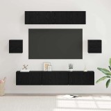 Cumpara ieftin Set comodă TV 7 pcs Stejar negru 80 x 30 x 30 cm Lemn compozit