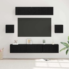vidaXL Set comodă TV 7 pcs Stejar negru 80 x 30 x 30 cm Lemn compozit