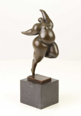 Femeie nud-statueta moderna din bronz pe un soclu din marmura FA-51 foto