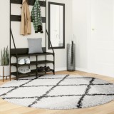 vidaXL Covor pufos &quot;PAMPLONA&quot; fire &icirc;nalte negru/crem modern &Oslash; 200 cm