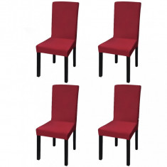 Huse de scaun elastice drepte, 4 buc., rosu bordo GartenMobel Dekor