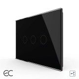 Cumpara ieftin Intrerupator triplu touch Livolo din sticla neagra, ZigBee, cap scara/cruce