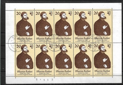 B3574 - Germania DDR 1982 - Luther PF x10,stampilat foto