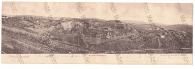 78 - GHELARI, Hunedoara, Panorama, Litho, Romania - Double old postcard - used - 1901 foto