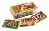 Set 4 puzzle lemn in cutie Animale domestice, Melissa &amp; Doug