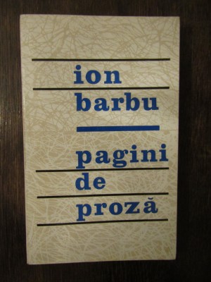 ION BARBU -PAGINI DE PROZA foto