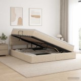 Cumpara ieftin Pat cu saltea si spatiu de depozitare Crem 180 x 200 cm Catifea