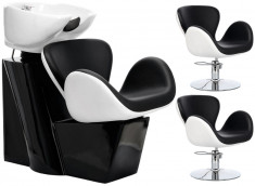 Viva Set de spălătorie pentru salonul de coafură și 2x scaun de coafor hidraulic rotativ ceramică bo foto