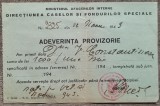 Adeverinta provizorie Ministerul Afacerilor Interne 1943