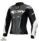 Geaca (jacheta) femei pentru scuter - motocicleta piele Racing Ixon vara model Vortex 3 LS culoare: negru/antracit/alb Negru/antracit/alb XS