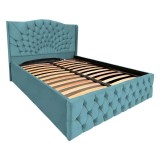 Pat Matrimonial Elsa tapitat cu somiera rabatabila diverse dimensiuni, culoare Verde Marin - 140x200
