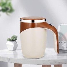 Cana termica, pentru bauturi fierbinti sau reci, din otel inoxidabil, capacitate 380ML, mixer incorporat, maro