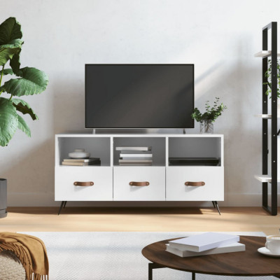 Comoda TV, alb extralucios, 102x36x50 cm, lemn prelucrat GartenMobel Dekor foto