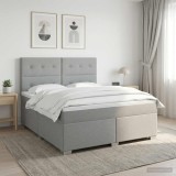 Cumpara ieftin Pat boxspring cu saltea Gri deschis 160 x 200 cm Tesatura