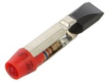 Lampă LED roșie T5,5 12VDC 12VAC 3mm 20-60&deg;C
