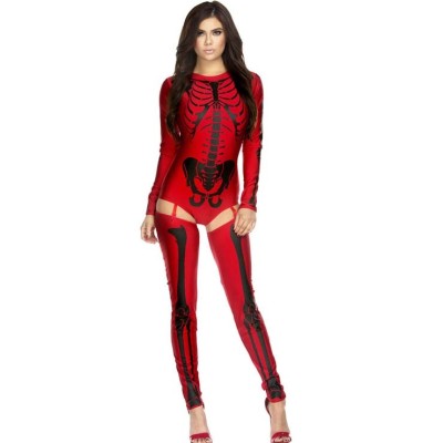 J504-311 Costum tematic sexy, tip catsuit cu imprimeu schelet foto