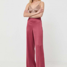 MAX&Co. pantaloni femei, culoarea roz, drept, high waist