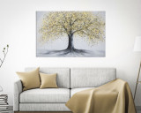 Tablou pictat manual Tree Simple B Multicolor, 120 x 80 cm