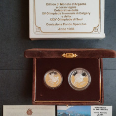 Set comemorativ - 500 si 1000 Lire San Marino 1988 - Fondo Specchio - G 4030