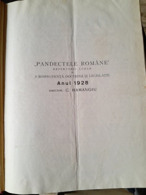 PANDECTELE ROMANE - 1928 - C. HAMANGIU foto