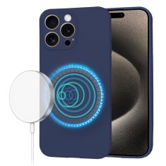 Husa silicon iPhone 15 Pro Max Techsuit SoftFlex MagSafe, bleumarin foto
