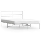 Cumpara ieftin Cadru de pat metalic cu tablie, alb, 140x190 cm
