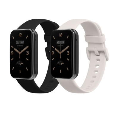 Set 2 Curele Kwmobile pentru Xiaomi Mi Band 7 Pro, Negru/Alb, Silicon, KWM0000176Z009C foto