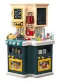 Bucatarie pentru copii WePro Store, circuit de apa real, cuptor si plita, sunete si lumini, accesorizata complet, Verde, 3 ani +