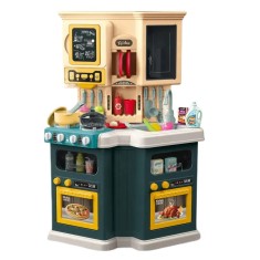 Bucatarie pentru copii WePro Store, circuit de apa real, cuptor si plita, sunete si lumini, accesorizata complet, Verde, 3 ani +