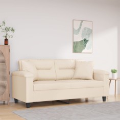 vidaXL Canapea cu 2 locuri, cu perne, bej, 140 cm, microfibră