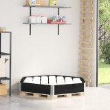 vidaXL Strat &icirc;nălțat, negru, 160x160 cm, lemn masiv pin, hexagon