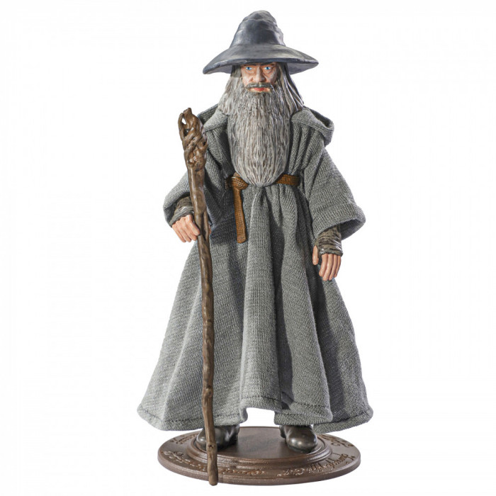 Figurina articulata Gandalf IdeallStore&reg;, Grey Mithrandir, editie de colectie, 18 cm, stativ inclus