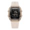 Ceas Dama Casual-Sport Quartz , Afisaj Data, Alarma, Cronometru, Carcasa Patrata Aurie, Bratara Silicon Crem