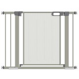 PawHut Barieră Extensibilă pentru C&acirc;ini cu &Icirc;nchidere Automată din Oțel și ABS, 75-103x76 cm, Gri | Aosom Romania