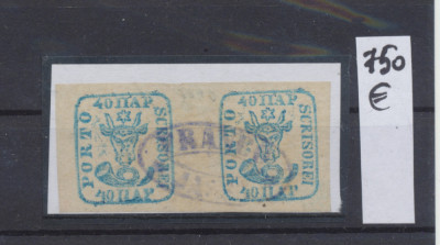 MOLDOVA pereche timbre originale Cap de Bour 40 parale cu stampila violeta Iasi foto