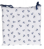 Perna pentru scaun Anchor, 40x40 cm, bumbac, alb/albastru, Excellent Houseware