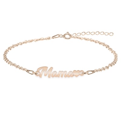 Mommy - Bratara personalizata inimioara din argint 925 placat cu aur roz - Mama foto