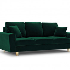 Canapea extensibila 3 locuri, Moghan, Micadoni Home, GL, 235x100x88 cm, catifea, verde bottle