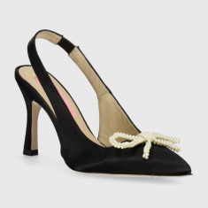 Custommade pantofi cu toc Ayanna Satin Pearl culoarea negru, 000402096