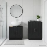 Cumpara ieftin Set de dulapuri pentru baie, 2 piese HOORN Negru Lemn prelucrat