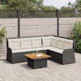 VidaXL Set șezlonguri de grădină, 5 piese, cu perne, negru, poliratan
