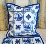 Set 2 Fete de Perne Vintage, Decorative din bumbac imprimat manual