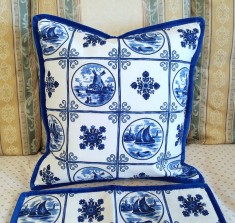 Set 2 Fete de Perne Vintage, Decorative din bumbac imprimat manual